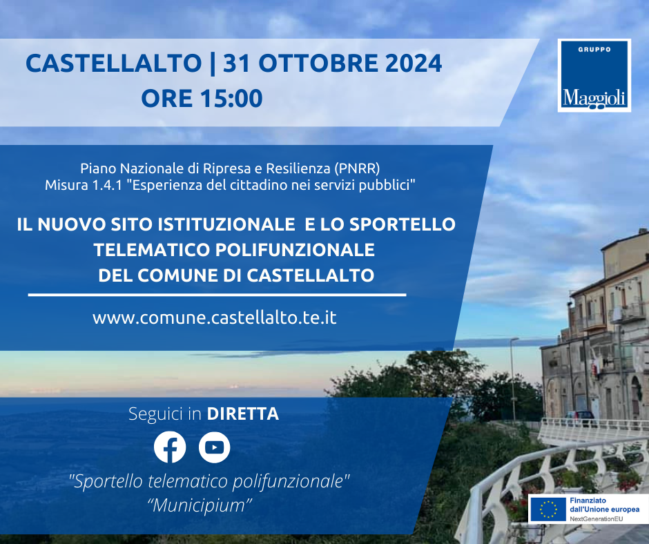 Presentazione nuovo Sito Istituzionale e Sportello telematico polifunzionale Giovedì 31.10.2024 ore 15.00